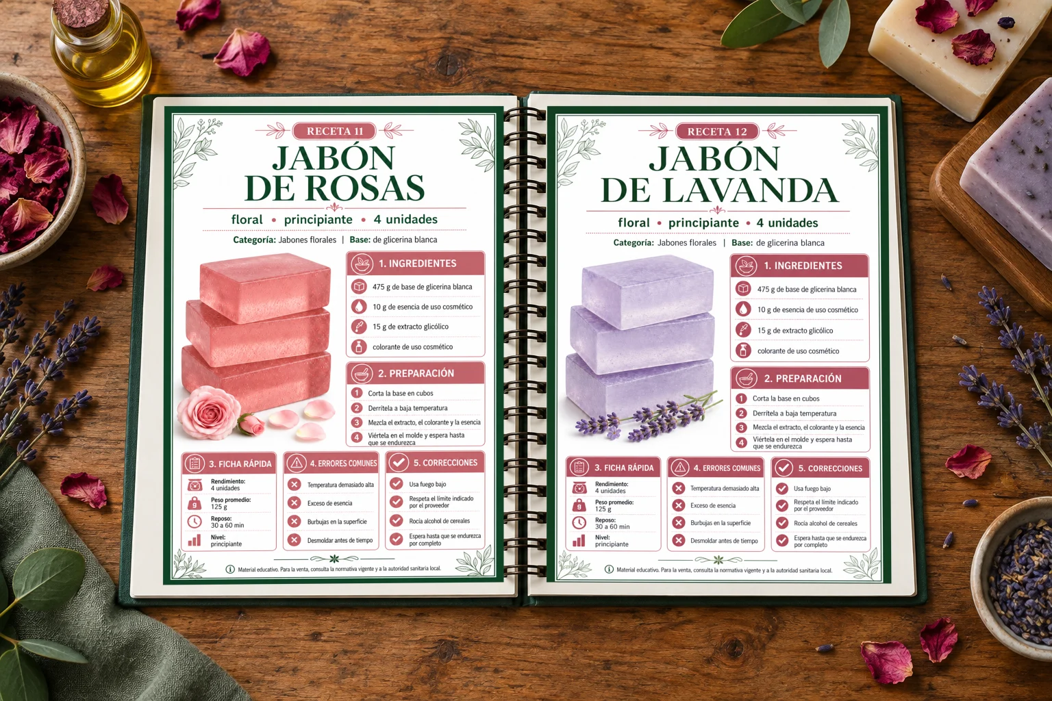Catálogo abierto en recetas reales de jabones artesanales